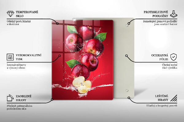 Steklena podloga za rezanje Sočna jabolka v vodi