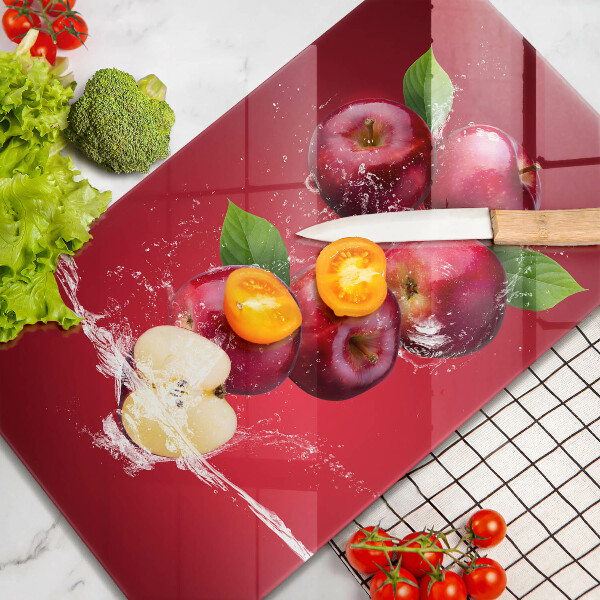 Steklena podloga za rezanje Sočna jabolka v vodi