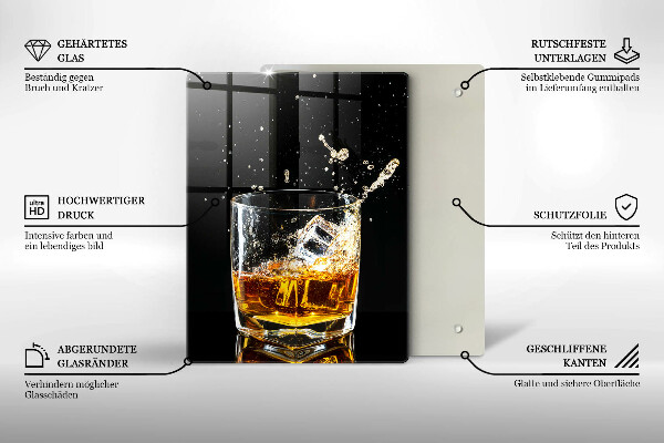 Steklena podloga za rezanje Kozarec viskija
