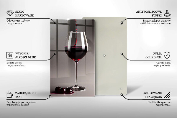 Steklena podloga za rezanje Kozarec in grozdje