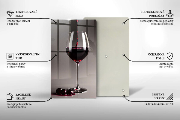 Steklena podloga za rezanje Kozarec in grozdje