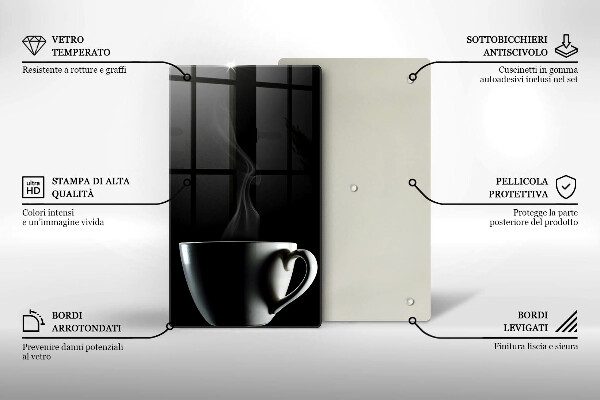 Steklena podloga za rezanje Skodelica čaja