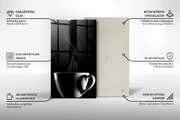 Steklena podloga za rezanje Skodelica čaja