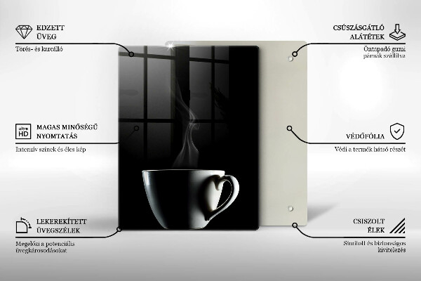 Steklena podloga za rezanje Skodelica čaja