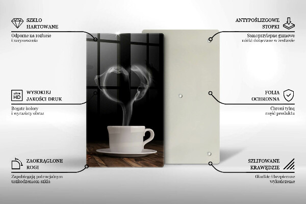 Steklena podloga za rezanje Kavna skodelica srce