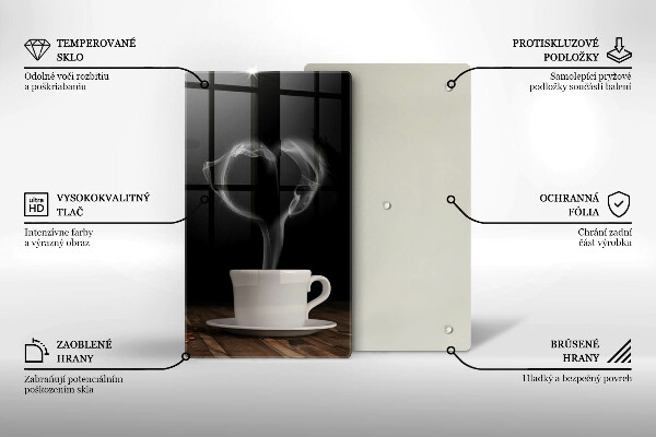 Steklena podloga za rezanje Kavna skodelica srce