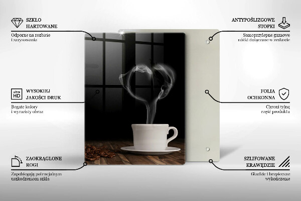 Steklena podloga za rezanje Kavna skodelica srce