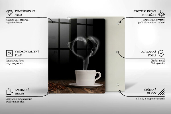 Steklena podloga za rezanje Kavna skodelica srce