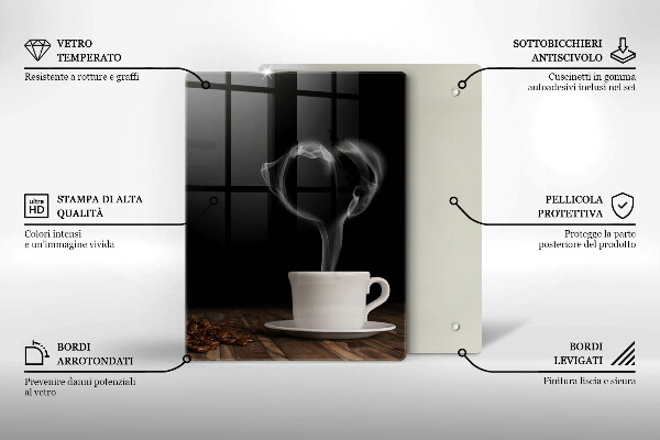 Steklena podloga za rezanje Kavna skodelica srce