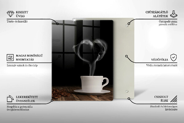 Steklena podloga za rezanje Kavna skodelica srce