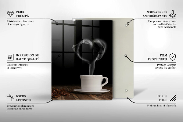 Steklena podloga za rezanje Kavna skodelica srce