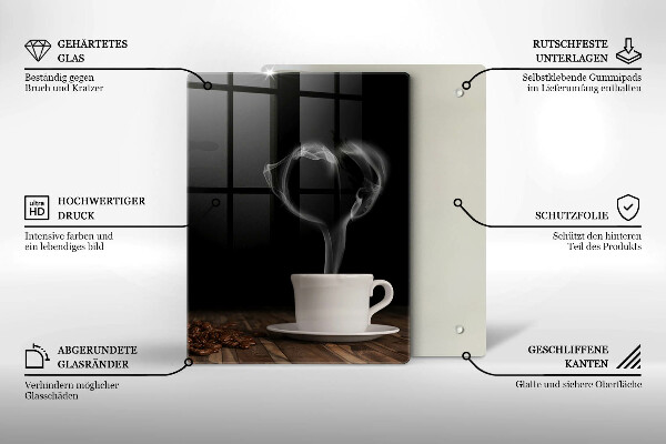 Steklena podloga za rezanje Kavna skodelica srce