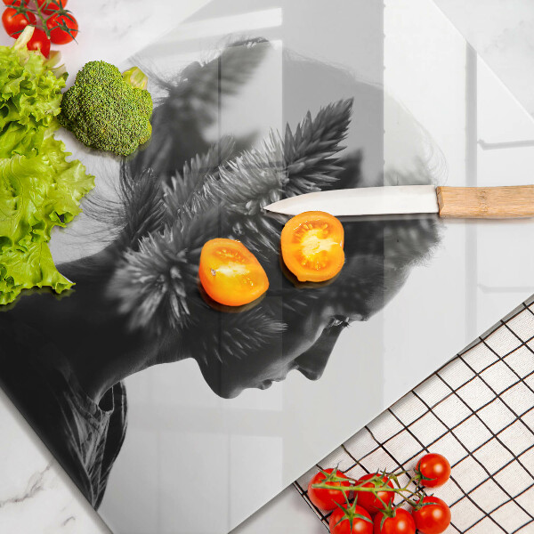 Steklena podloga za rezanje Ženska in gozd