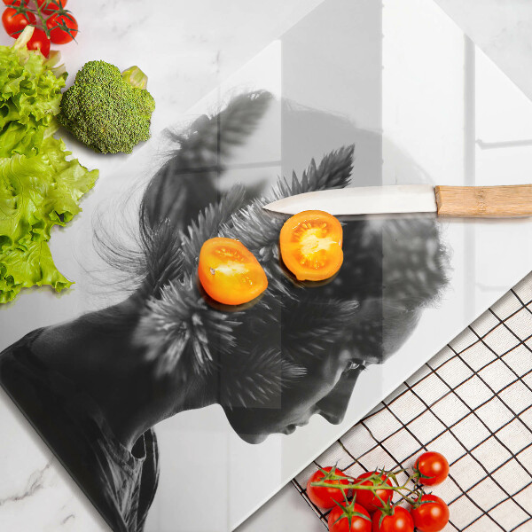 Steklena podloga za rezanje Ženska in gozd