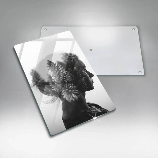 Steklena podloga za rezanje Ženska in gozd