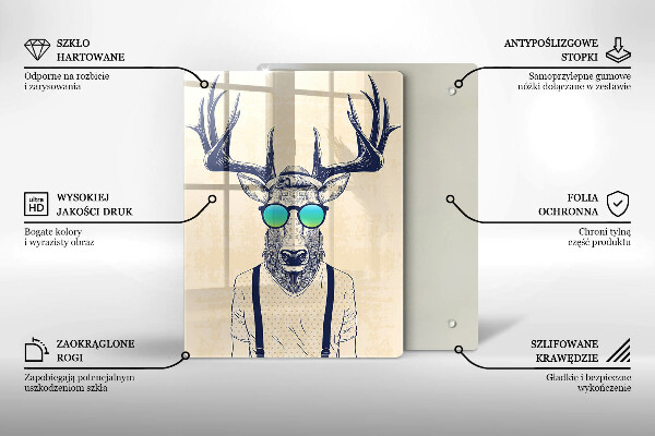 Steklena podloga za rezanje Ilustracija moža jelena
