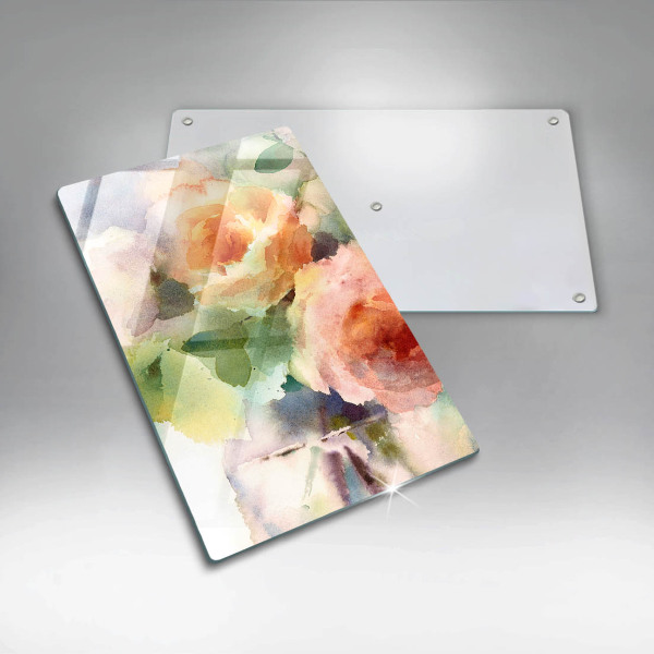 Steklena podloga za rezanje Poslikane rože