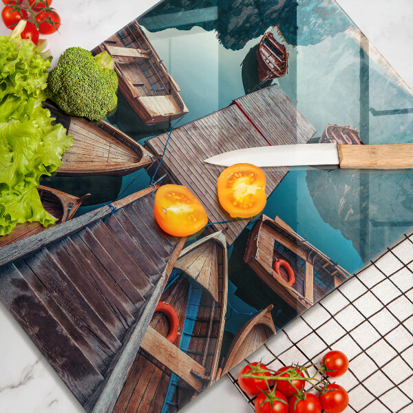 Steklena podloga za rezanje Čolni na jezeru