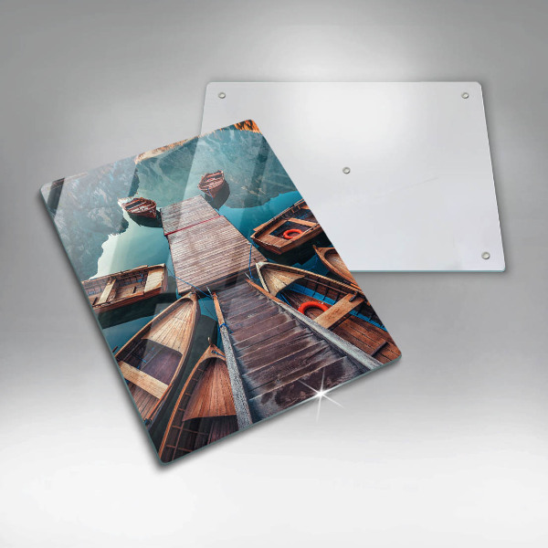 Steklena podloga za rezanje Čolni na jezeru