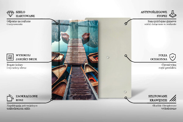 Steklena podloga za rezanje Čolni na jezeru