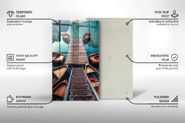 Steklena podloga za rezanje Čolni na jezeru