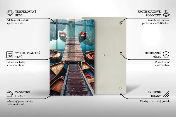 Steklena podloga za rezanje Čolni na jezeru
