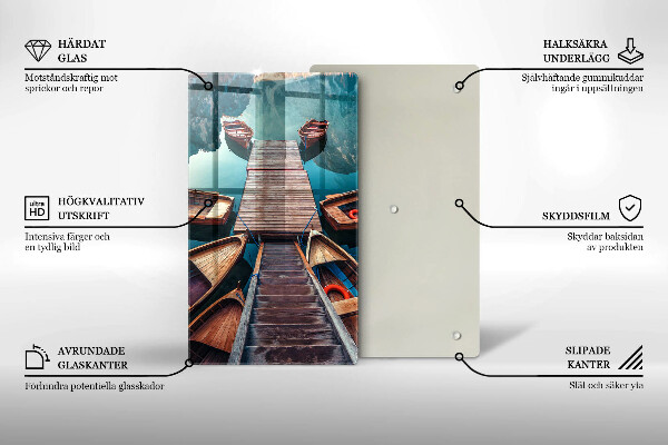 Steklena podloga za rezanje Čolni na jezeru