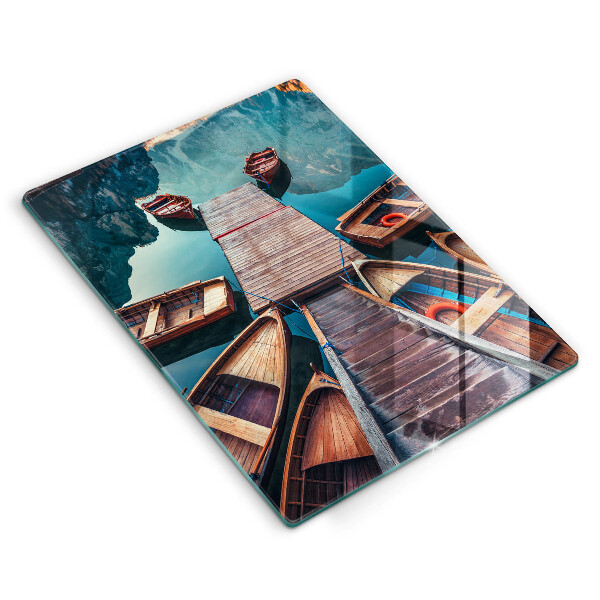 Steklena podloga za rezanje Čolni na jezeru