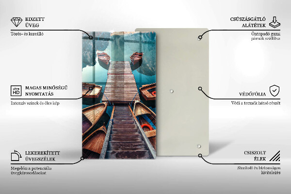 Steklena podloga za rezanje Čolni na jezeru