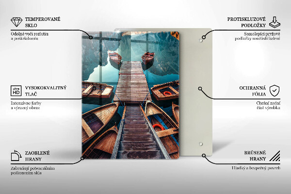 Steklena podloga za rezanje Čolni na jezeru
