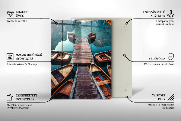 Steklena podloga za rezanje Čolni na jezeru