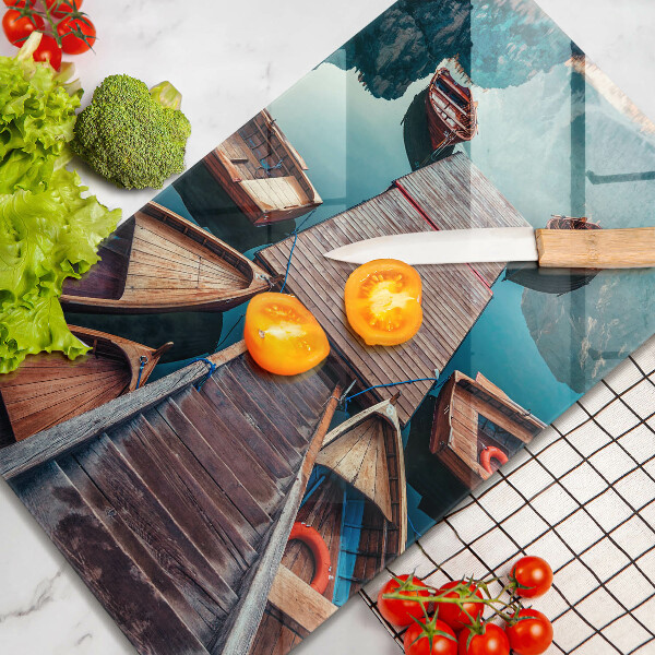 Steklena podloga za rezanje Čolni na jezeru