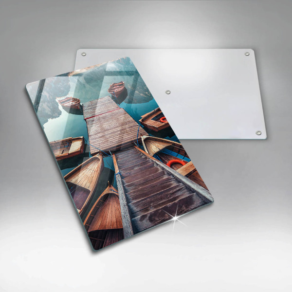 Steklena podloga za rezanje Čolni na jezeru