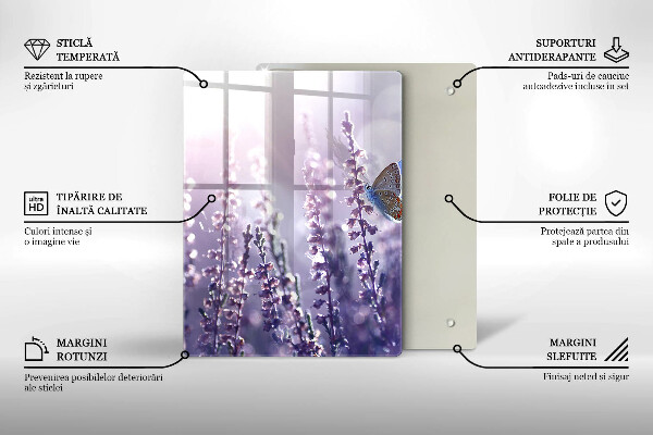 Steklena podloga za rezanje Divje rože in metulj