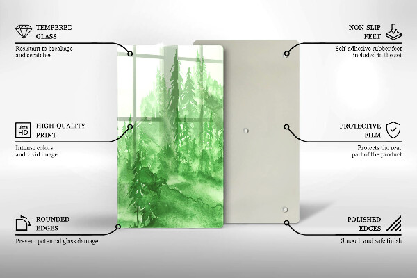 Steklena podloga za rezanje Slikan gozd