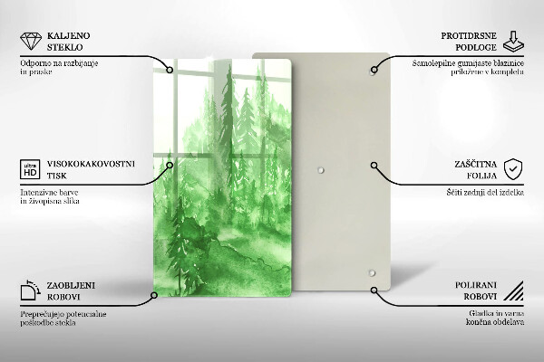 Steklena podloga za rezanje Slikan gozd