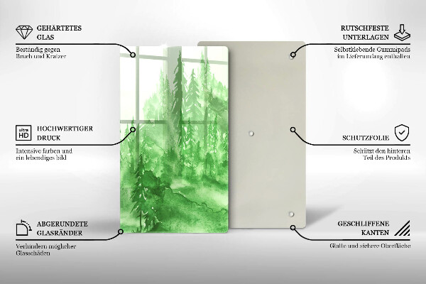 Steklena podloga za rezanje Slikan gozd