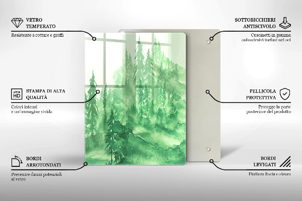 Steklena podloga za rezanje Slikan gozd