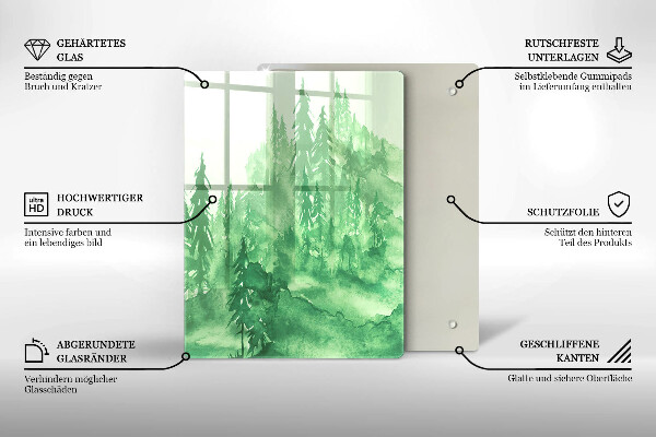 Steklena podloga za rezanje Slikan gozd