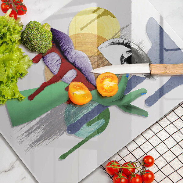 Steklena podloga za rezanje Umetniški abstraktni kolaž