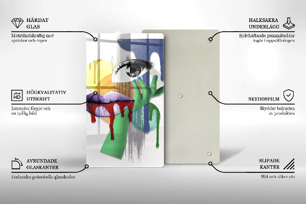 Steklena podloga za rezanje Umetniški abstraktni kolaž