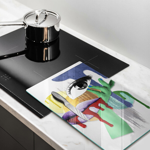 Steklena podloga za rezanje Umetniški abstraktni kolaž