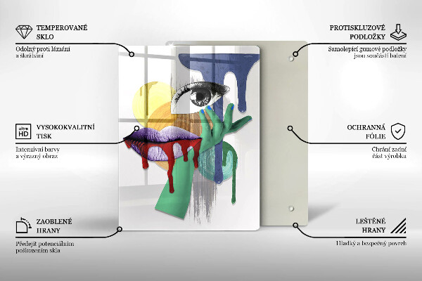 Steklena podloga za rezanje Umetniški abstraktni kolaž
