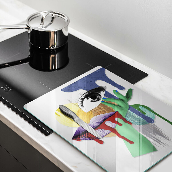 Steklena podloga za rezanje Umetniški abstraktni kolaž