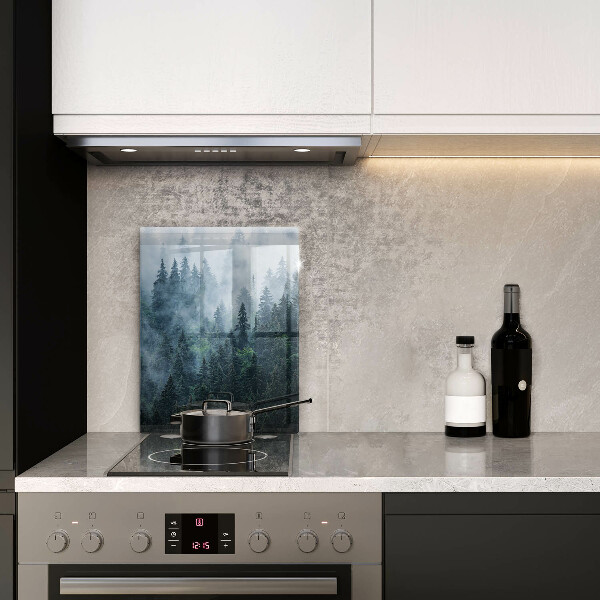 Steklena podloga za rezanje Gozdno drevje in megla