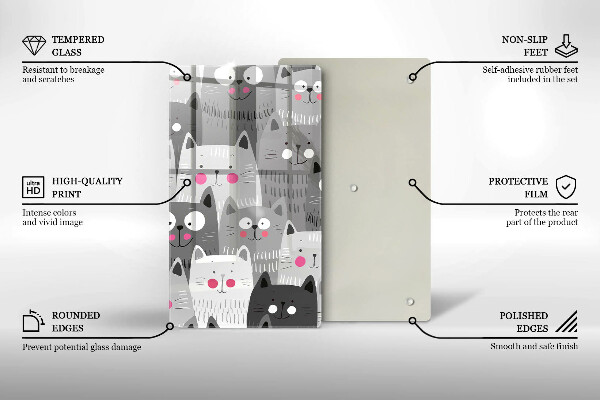 Steklena podloga za rezanje Ilustracija mačk