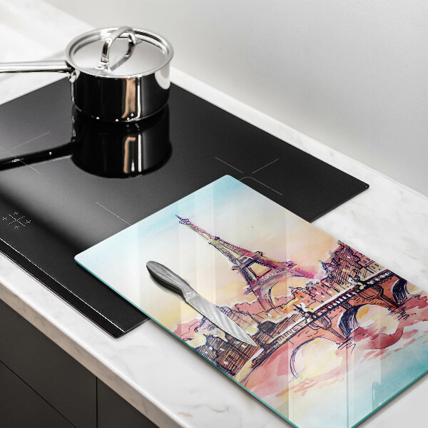 Steklena podloga za rezanje Pokrajina pariškega Eifflovega stolpa