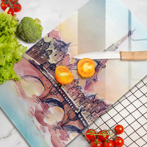 Steklena podloga za rezanje Pokrajina pariškega Eifflovega stolpa