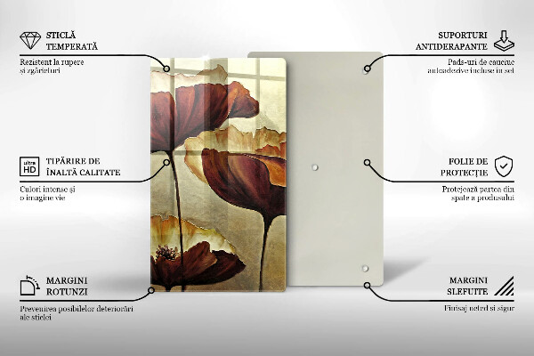 Steklena podloga za rezanje Poslikane boho rože