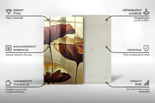 Steklena podloga za rezanje Poslikane boho rože